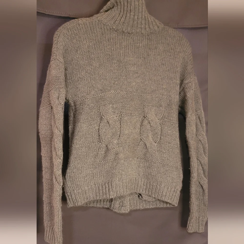 Grey Moda International Thick Woven Knit Button Up Sweater Sz Small - Picture 8 of 16